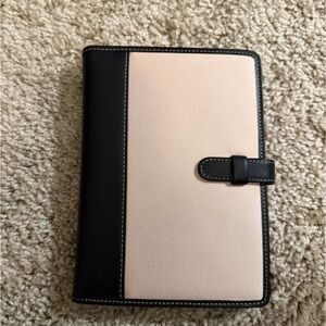 Coach Photo Album Case Black Leather Trim Pale Pink Travel Organizer